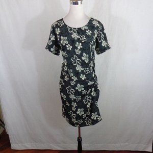 VINTAGE BENTLEY FAUX WRAP DRESS SZ 12 GRAY, FLORAL